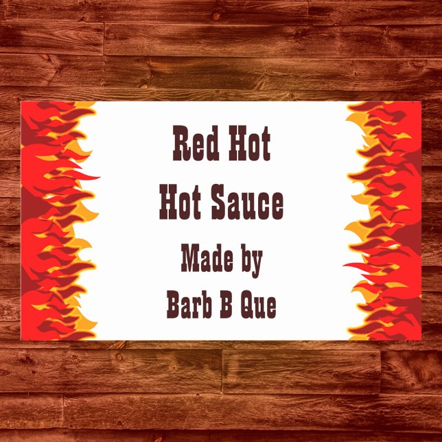 Red Flames Custom Jar or Hot Sauce Rectangular Sticker (Creator Uploaded)