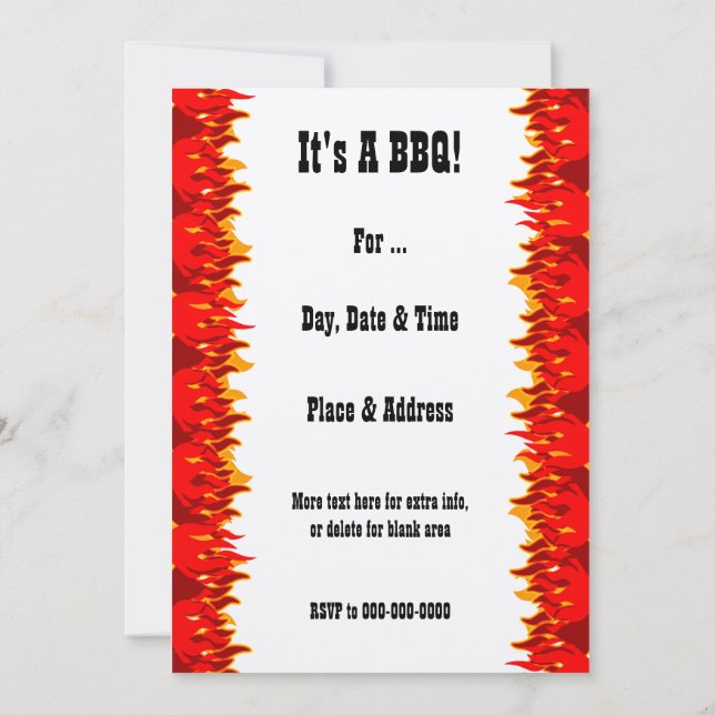 Red Flames Editable BBQ Invitation (Back)