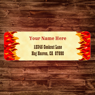 Red Flames Editable Western Return Address Labels