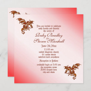 Red Flaming Dragon Fantasy Wedding Invitation