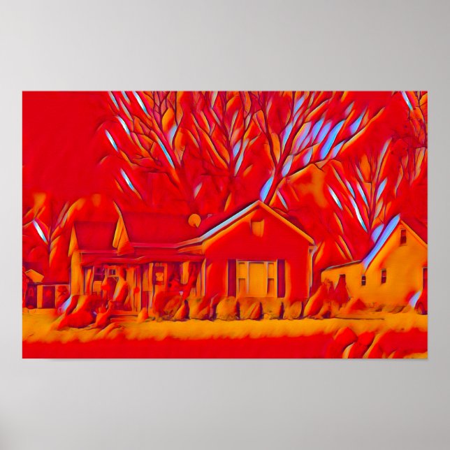 Red Flaming Surburbs Poster (Front)