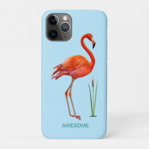 Red flamingo on light blue iPhone 11 pro case