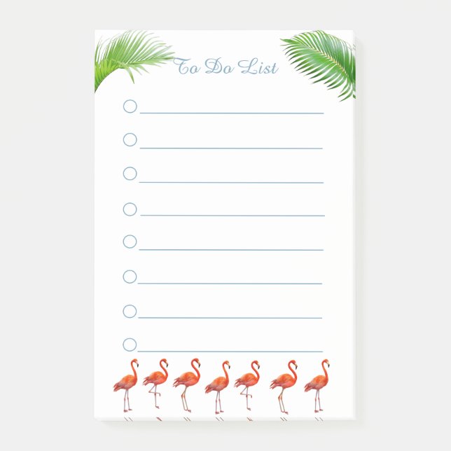  Red Flamingos & Green Palm Leaves Things To Do Post-it Notes (Front)