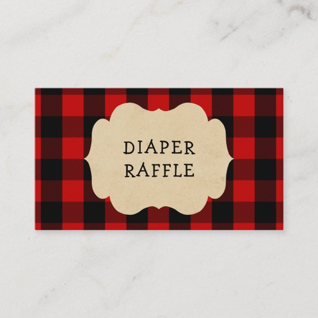 Red Flannel baby shower diaper raffle tickets Enclosure Card (Front)
