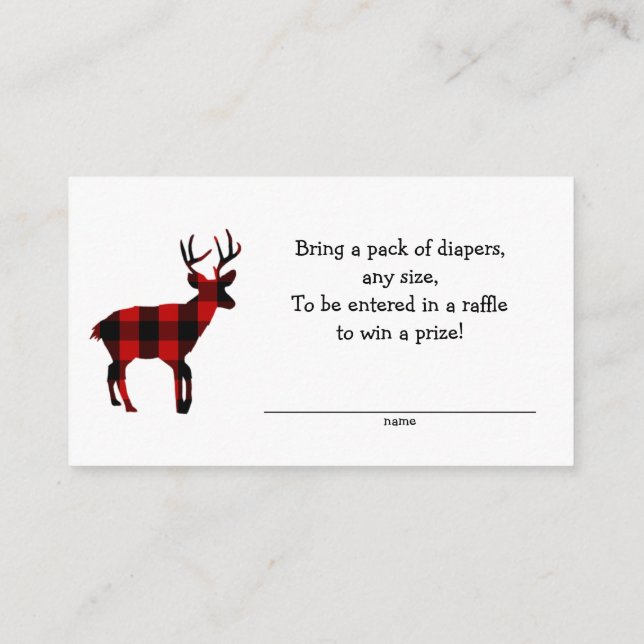 Red Flannel Buck diaper raffle tickets Enclosure Card (Back)