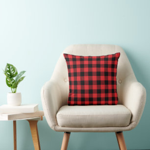 Red Flannel Buffalo Check Pattern Cushion