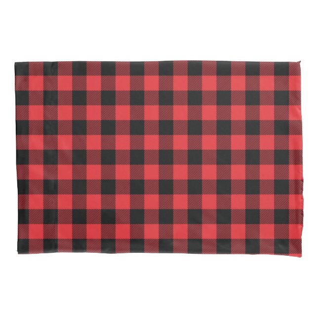 Red Flannel Buffalo Check Pattern Pillowcase (Front-Left)