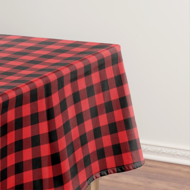 Red Flannel Buffalo Check Pattern Tablecloth (In Situ)
