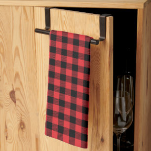 Red Flannel Buffalo Check Pattern Tea Towel