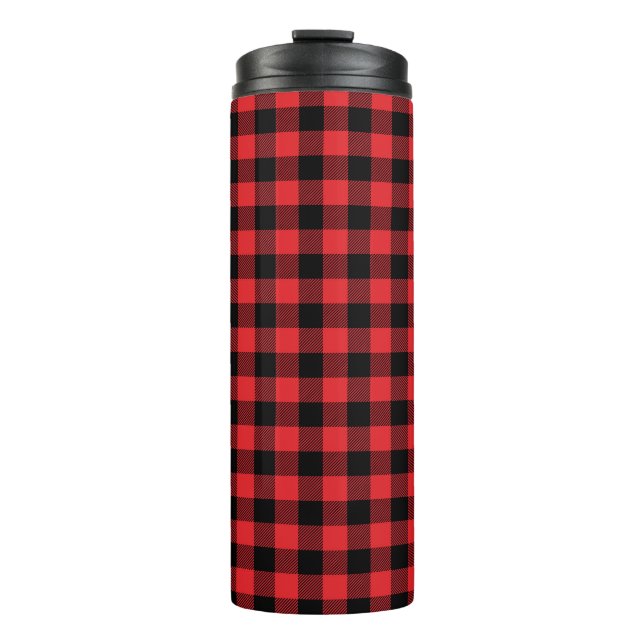 Red Flannel Buffalo Check Pattern Thermal Tumbler (Front)
