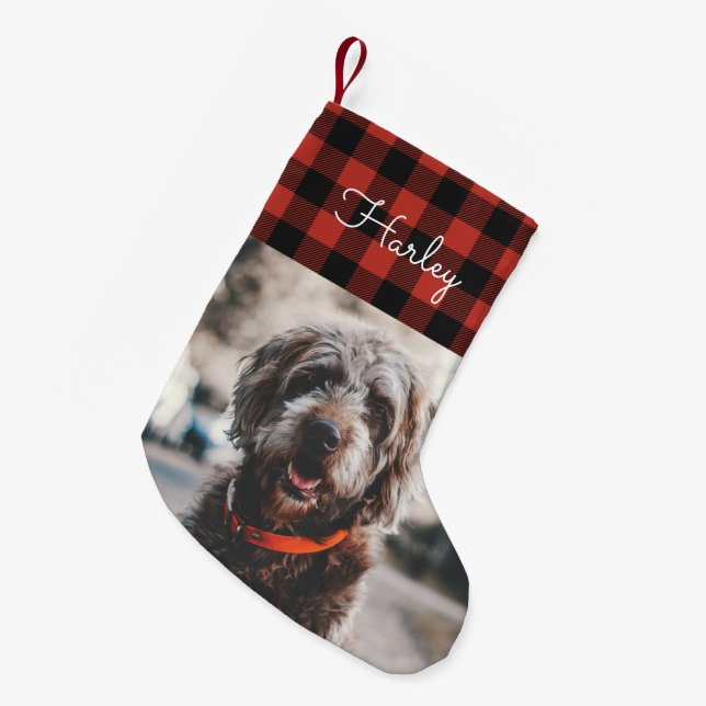 Red Flannel Small Christmas Stocking (Front (Hanging))