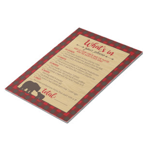 Red Flannel What's In Your Phone Baby Shower Game Notepad