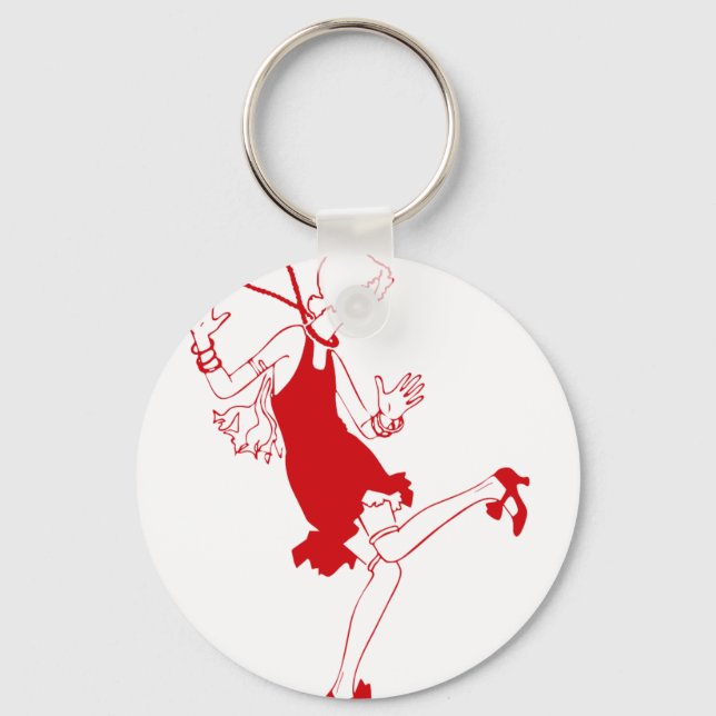 red flapper girl key ring (Front)
