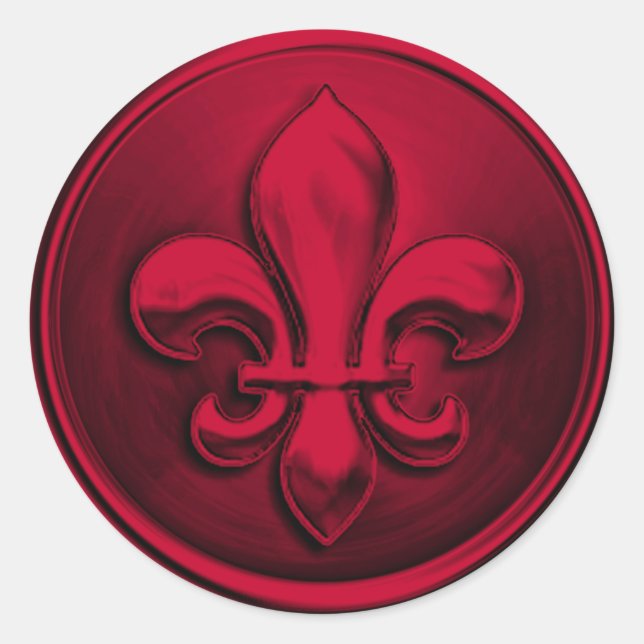 Red Fleur de Lis Envelope Seal Embossed Look (Front)