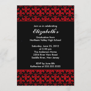 Red Fleur-de-lis Graduation Invitation