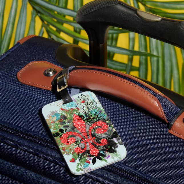 Red Fleur de Lis Luggage Tag (Front Insitu 1)
