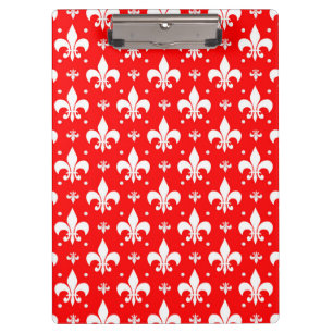 Red Fleur-de-lis Pattern Design Clipboard