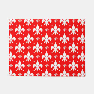 Red Fleur-de-lis Pattern Design Doormat
