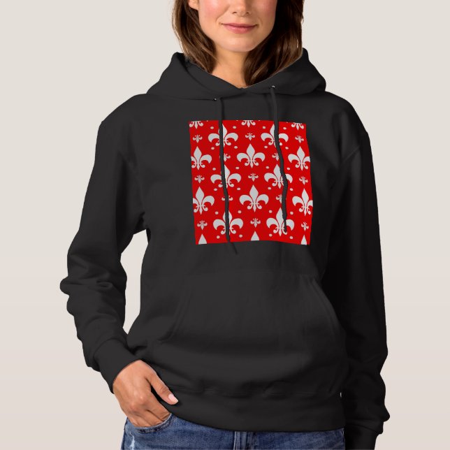 Red Fleur-de-lis Pattern Design  Hoodie (Front)