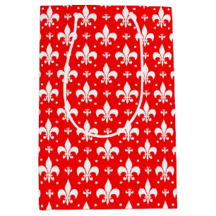 Red Fleur-de-lis Pattern Design  Medium Gift Bag