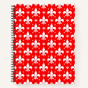 Red Fleur-de-lis Pattern Design Notebook