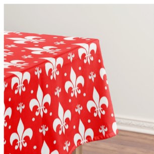 Red Fleur-de-lis Pattern Design  Tablecloth