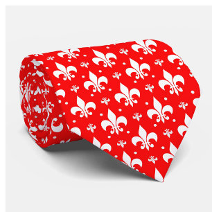 Red Fleur-de-lis Pattern Design Tie