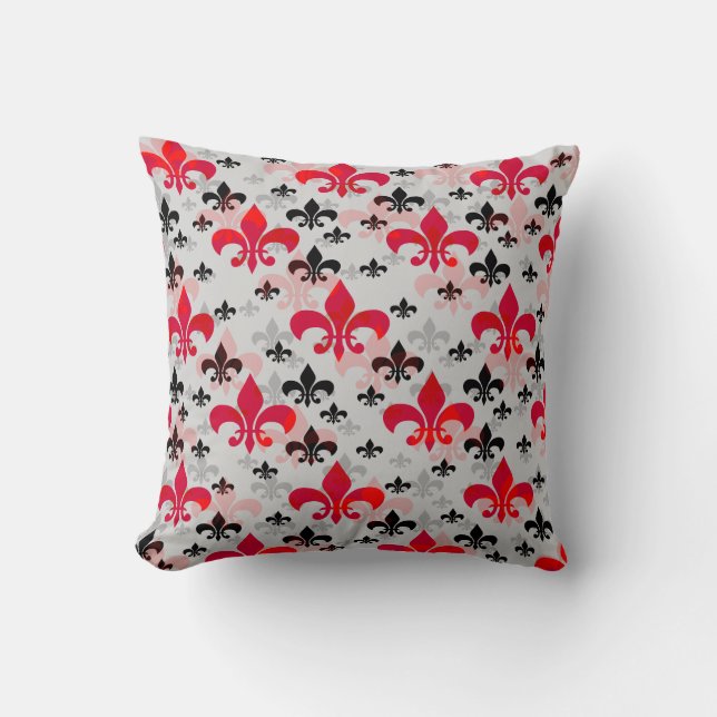 Red Fleur De Lis Surface Pattern Design  Cushion (Front)
