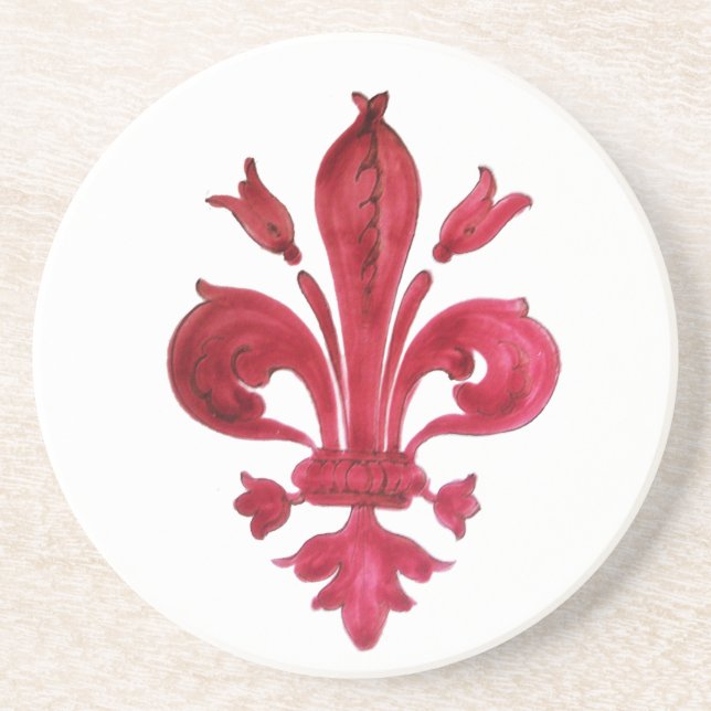 RED FLEUR DE LISE COASTER (Front)