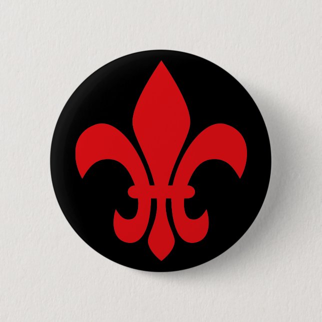 Red Fleur de Lys 6 Cm Round Badge (Front)