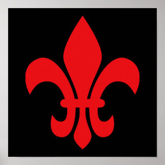 Red Fleur de Lys Poster