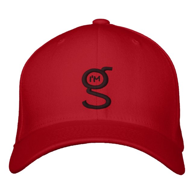 Red Flex Fit Cap w Black Embroidered Logo (Front)