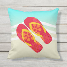 Red Flip Flops Beach Waves