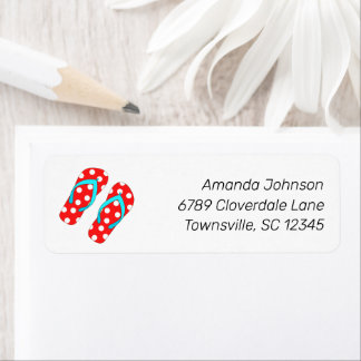 Red Flip Flops Summer Beach Return Address Label