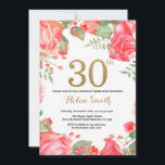 Red Floral 30th Birthday Invitation Gold Glitter<br><div class="desc">Red Floral 30th Birthday Invitation for Women. Watercolor Botanical Floral Flower. Gold Glitter. Pink Peonies Floral Flowers. Adult Birthday. For further customisation,  please click the "Customise it" button and use our design tool to modify this template.</div>