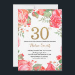 Red Floral 30th Birthday Invitation Gold Glitter<br><div class="desc">Red Floral 30th Birthday Invitation for Women. Watercolor Botanical Floral Flower. Gold Glitter. Pink Peonies Floral Flowers. Adult Birthday. For further customisation,  please click the "Customise it" button and use our design tool to modify this template.</div>