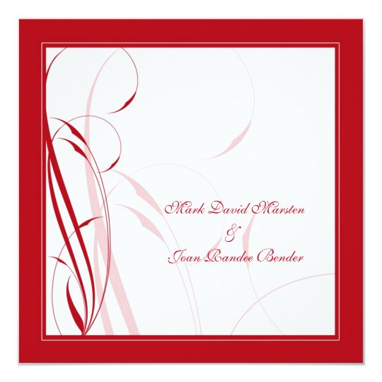 Red Floral 3 Wedding Card
