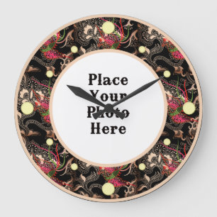 Red Floral Abstract Frame Your Photo Wall Clock