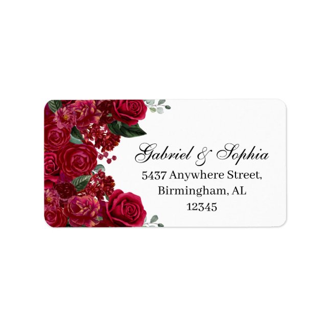 Red Floral Address Label (Front)