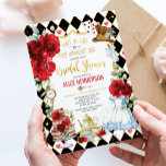 Red Floral Alice in Wonderland Bridal Shower Tea Invitation<br><div class="desc">Celebrate your bridal shower with this whimsical Alice in Wonderland-themed invitation</div>