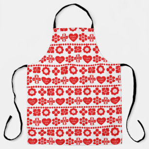 Red floral and heart pattern for Valentine's Day Apron