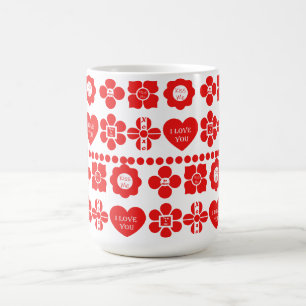 Red floral and heart pattern for Valentine's Day Coffee Mug