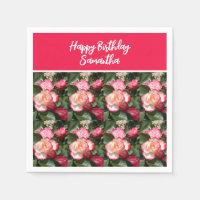 Red Floral and White Roses Rose Birthday Party
