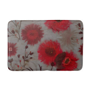Red Floral Bath Mat
