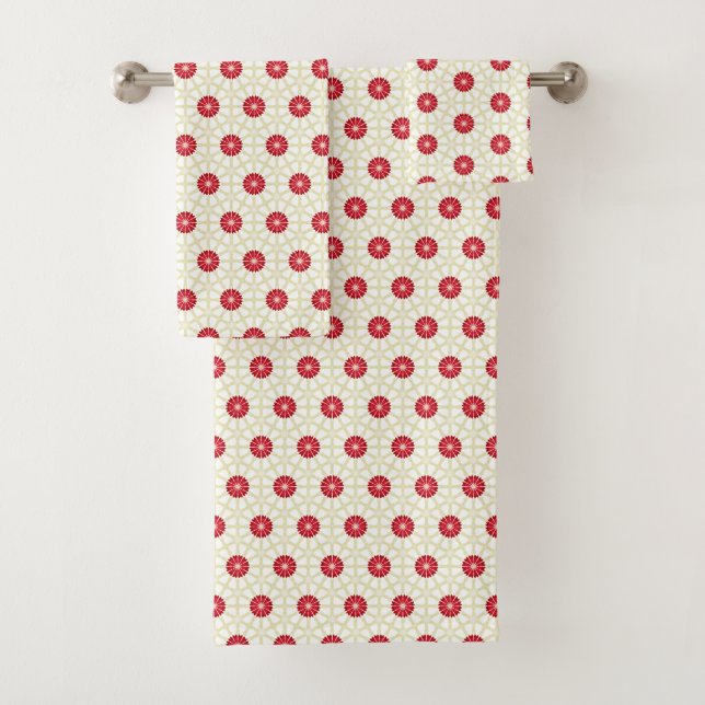 Red Floral  Bath Towel Set (Insitu)