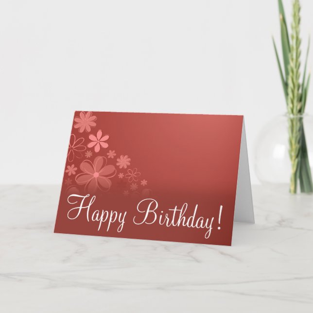 Red Floral "Birthday Card" Card (Front)