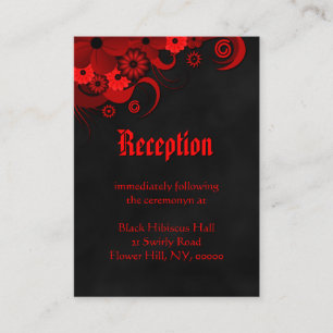 Red Floral Black Goth Wedding Reception Enclosures Enclosure Card