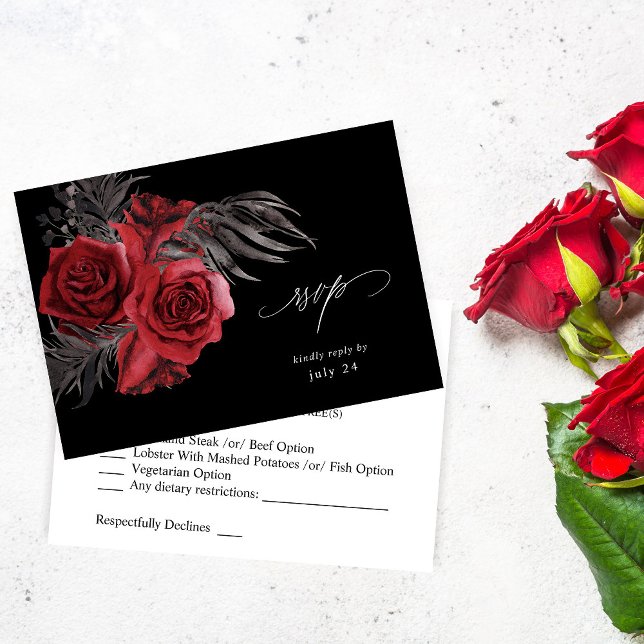 Red Floral & Black w Meal RSVP - Black Card (Creator Uploaded)