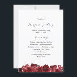 Red Floral & Black Wedding Ceremony Program Invitation<br><div class="desc">Red watercolors were used to make hand painted florals and crystals in this beautiful Wedding Ceremony Program. This program is great for spring, summer weddings, fall weddings, winter weddings, rustic weddings, and Christmas weddings. Create your wedding invitations quickly with our easy to use templates. Just enter in your info. The...</div>