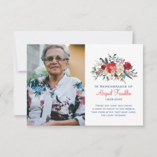 Red Floral Bouquet In Remembrance of Memorial Card